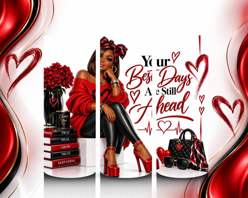 Full 20 oz tumbler wrap layout of the heart health awareness design