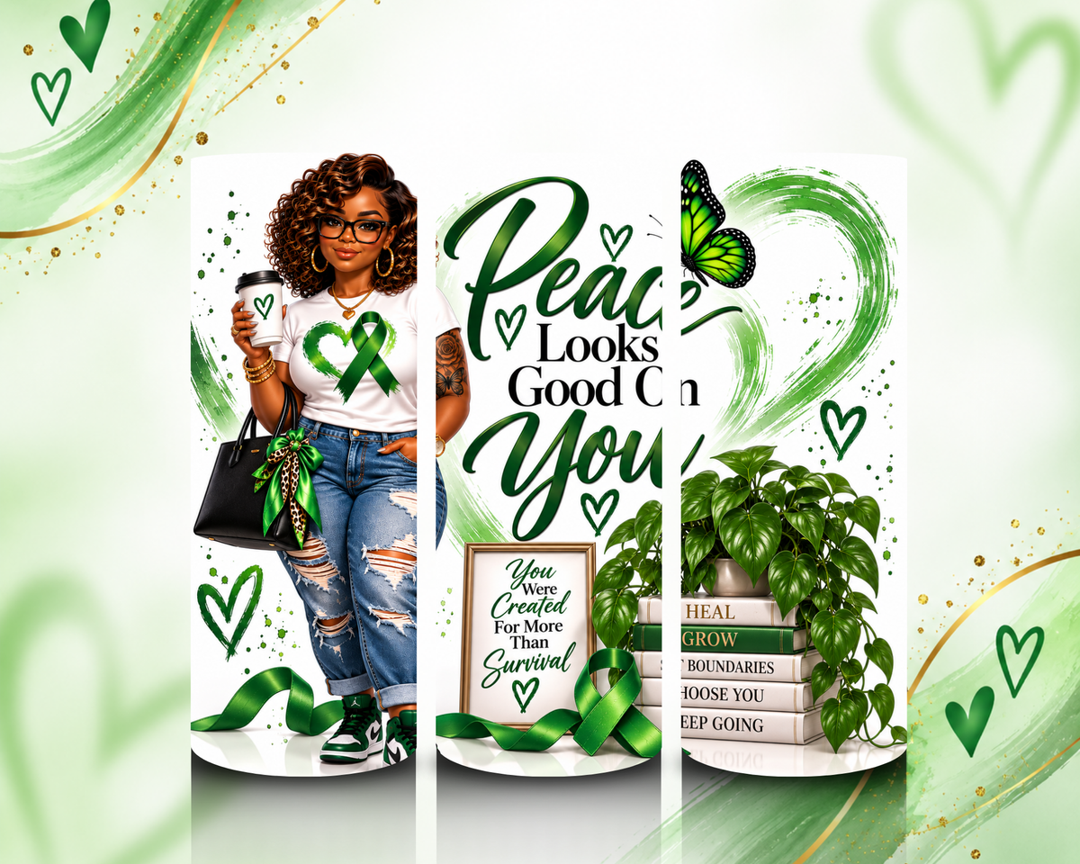 Full 20 oz tumbler wrap layout of the mental health awareness design