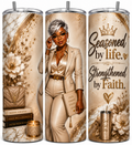 Seasoned by Life 20 oz Skinny Tumbler - full wrap sublimation design